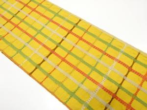 格子模様織り出し　名古屋帯